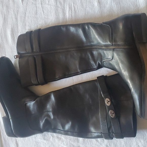 Coach Linette Black Leather Tall Sz 9 Boots - Picture 3 of 9